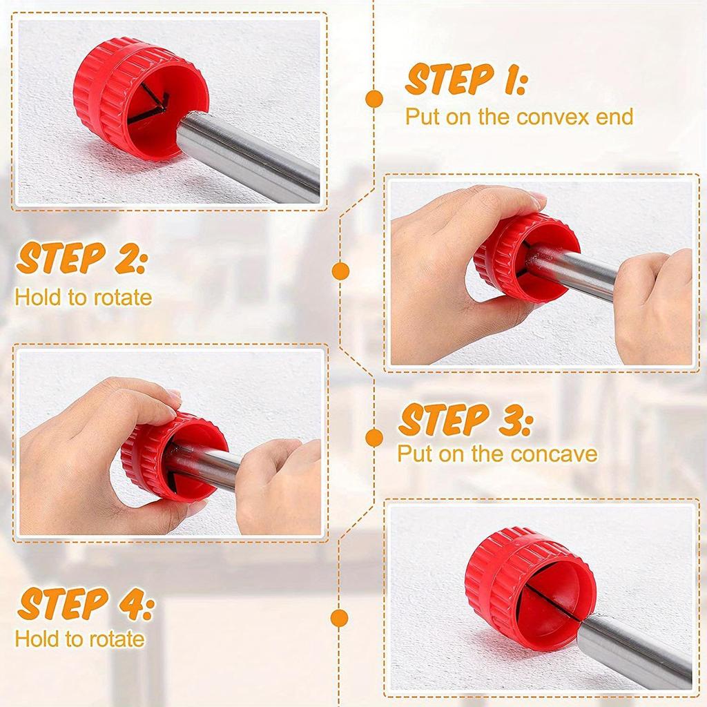 4 Stück Kupferrohrreiniger- und Aufreiber-Set Innen-Außen-Aufreiber Rohr- und Rohrentgrater Aufreiber Anfaswerkzeug (rot)