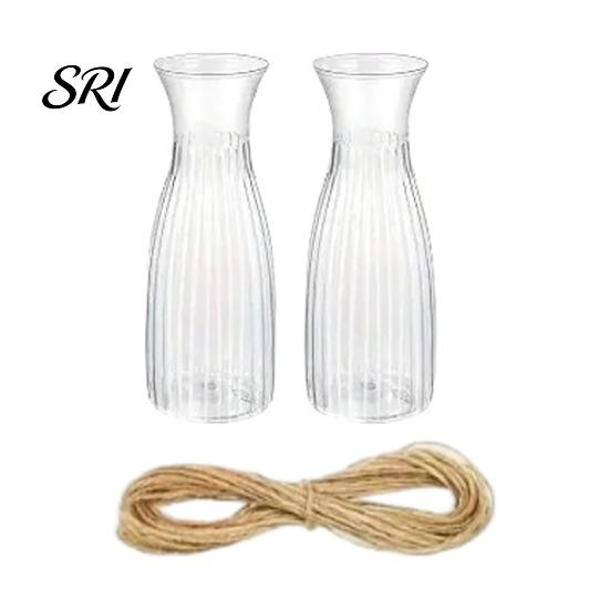 Decorative Vase Plastic Clear Bud Vases, Modern Table Centerpiece Flower Vase, Simple Minimalist Design Transparent for Home Dining Wedding 2pcs