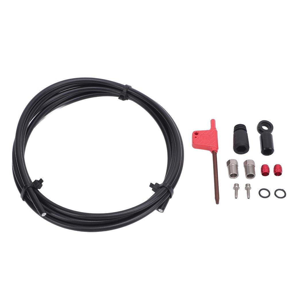Hydraulic Disc Brake Hose Kit 6.6FT Rubber Metal Hydraulic Disc Brake Hose Fitting Kit for HRD Red