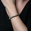 8mm Agate Natural Stone Bracelet - Fashionable Single Strand Elastic Beaded Bracelet with Round Crystal Beads