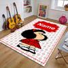 Custom Mafalda Mat Personalized Name, Polyester Washable Indoor Entryway Rug, Gift for Christmas, Easter, Thanksgiving Day
