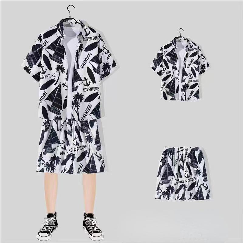

Летние мужские свободные повседневные рубашки, модный пляжный гавайский стиль, молодежная спортивная одежда с цветочным принтом 3XL чёрный/белый