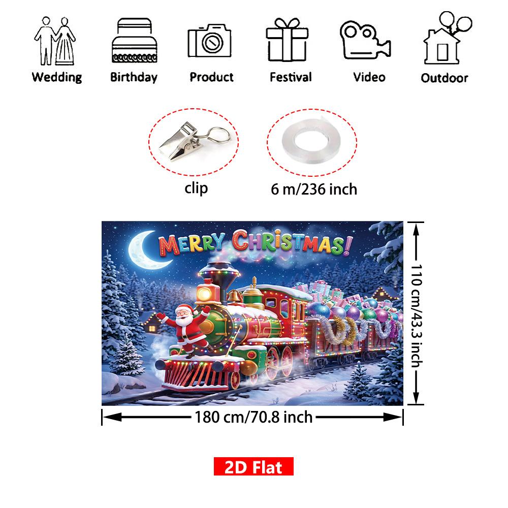 1Pcs Santa Claus Train Gifts Winter Scene Decoration Background Christmas Backdrop Decorations For Photo Studio Booth Party
