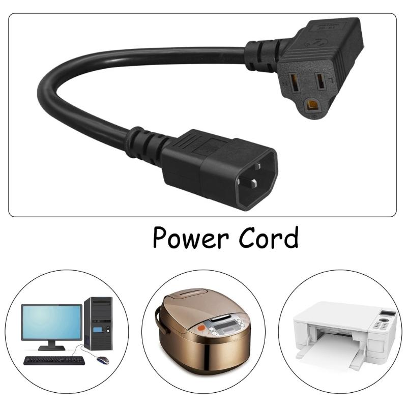 Heavy Duty Flexible Extension Cable C14 to 5-15R Power Cord For Home Office Electronics Computer Power Adapter Cord