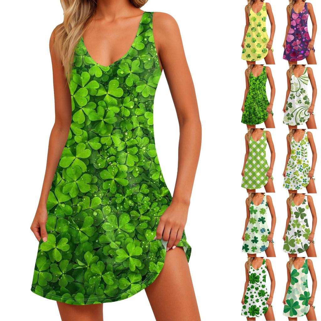 Women's Casual Sundress With Pockets Summer Boho Beach Dress Floral Blouses For Women T-Shirts Dress V Neck Loose Tank Dresses