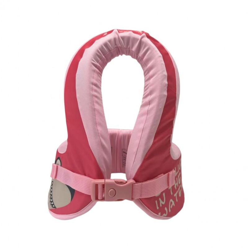 Portable Kids Swim Vest With NBR Memory Foam Neck Support Non-Inflatable Flotation Aid Toddlers Children 25 kg розоватый