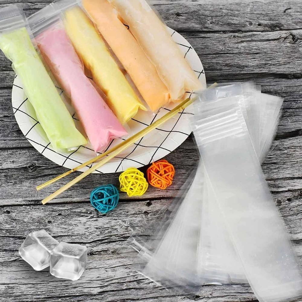 50pcs With Silicone Funnel Ice Popsicle Bags Zip Seals Ice Pop Mold Bags Refrigerator