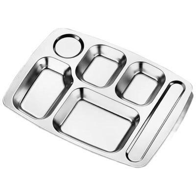 304 Stainless Steel School Canteen Compartment Plate