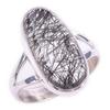 Natural Black Rutile Gemstone Handmade 925 Solid Sterling Silver Ring S.6 M9b09