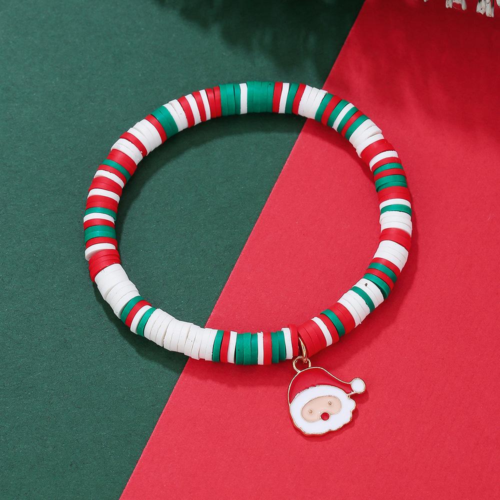 European and American Christmas popular soft pottery bracelet, elk snowman Christmas tree alloy pendant, gift jewelry