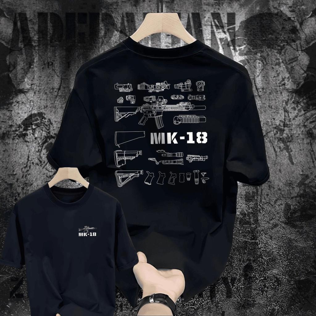 Tough Guy Military Fan Printed Cotton Short Sleeve T-Shirt Men's Summer Loose American Tactical Crew Neck Breathable Casual Top