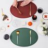 Yousheng Oval Placemat Dining Table Heat Insulation Pad Imitation Leather Waterproof Placemat Protect Table Top from Scratches And Spills for Home