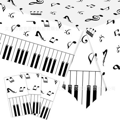 Piano Dust Cover Cover Cloth Note Disposable Tablecloth Party Black and White Simple Tablecloth Theme Scene Arrangement