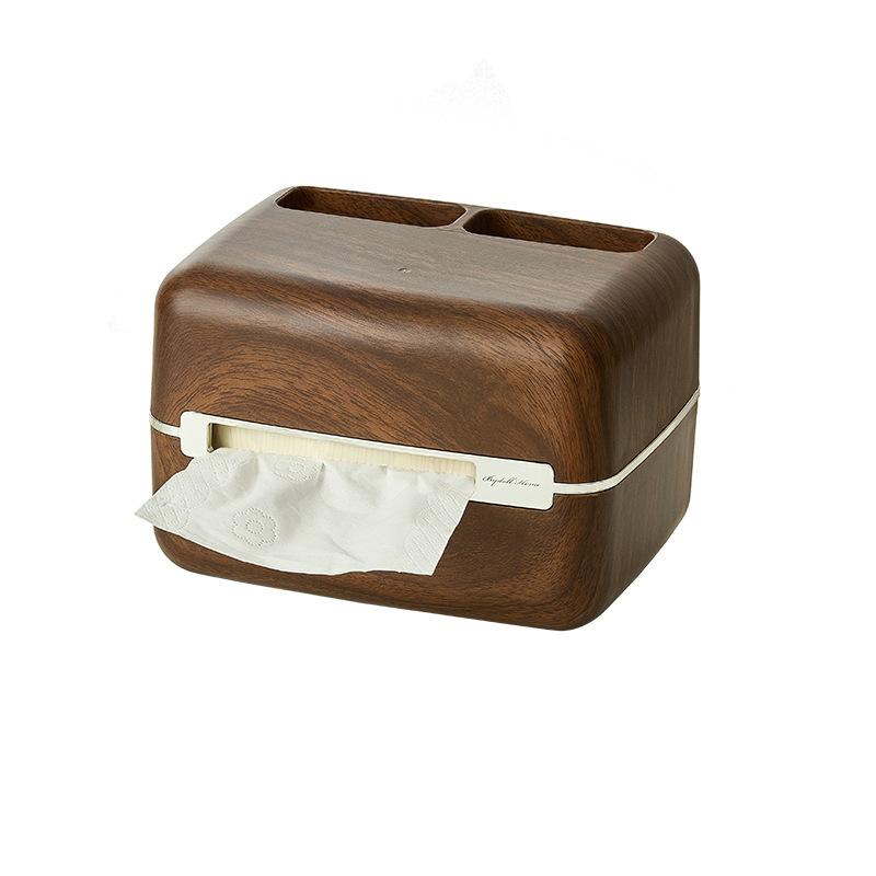 Tissue Storage Box, Home Desktop Tissue Box, Living Room Coffee Table, Remote Control Storage, Wood-grain Imitation Dinner Paper Box