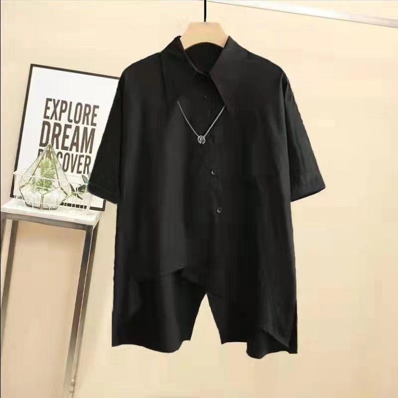 

Летний корейский свободный повседневный костюм с короткими рукавами, красивые рабочие брюки, комплект из двух предметов для мужчин и женщин M