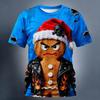 New Year Short-sleeved T-shirt Christmas Gingerbread 3d Printed Men's T-shirt Festival Party Couple Outfits Parent-child Outfits