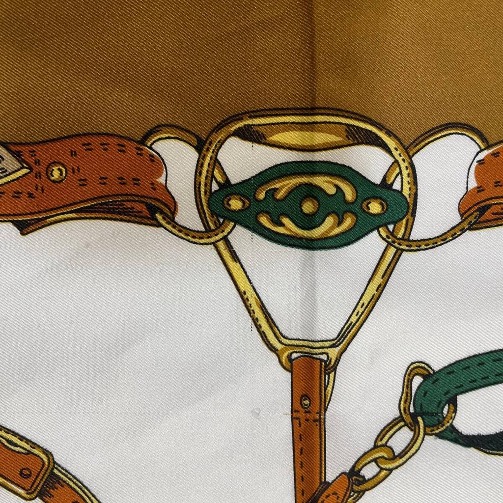 [USED]85B173 Hermes Carre 90 Scarf Silk Brown