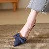 Baotou Sandals Women's 2025 New Summer with Skirt Bow Shallow Mouth Single Shoes Pointed Stiletto High Heels
