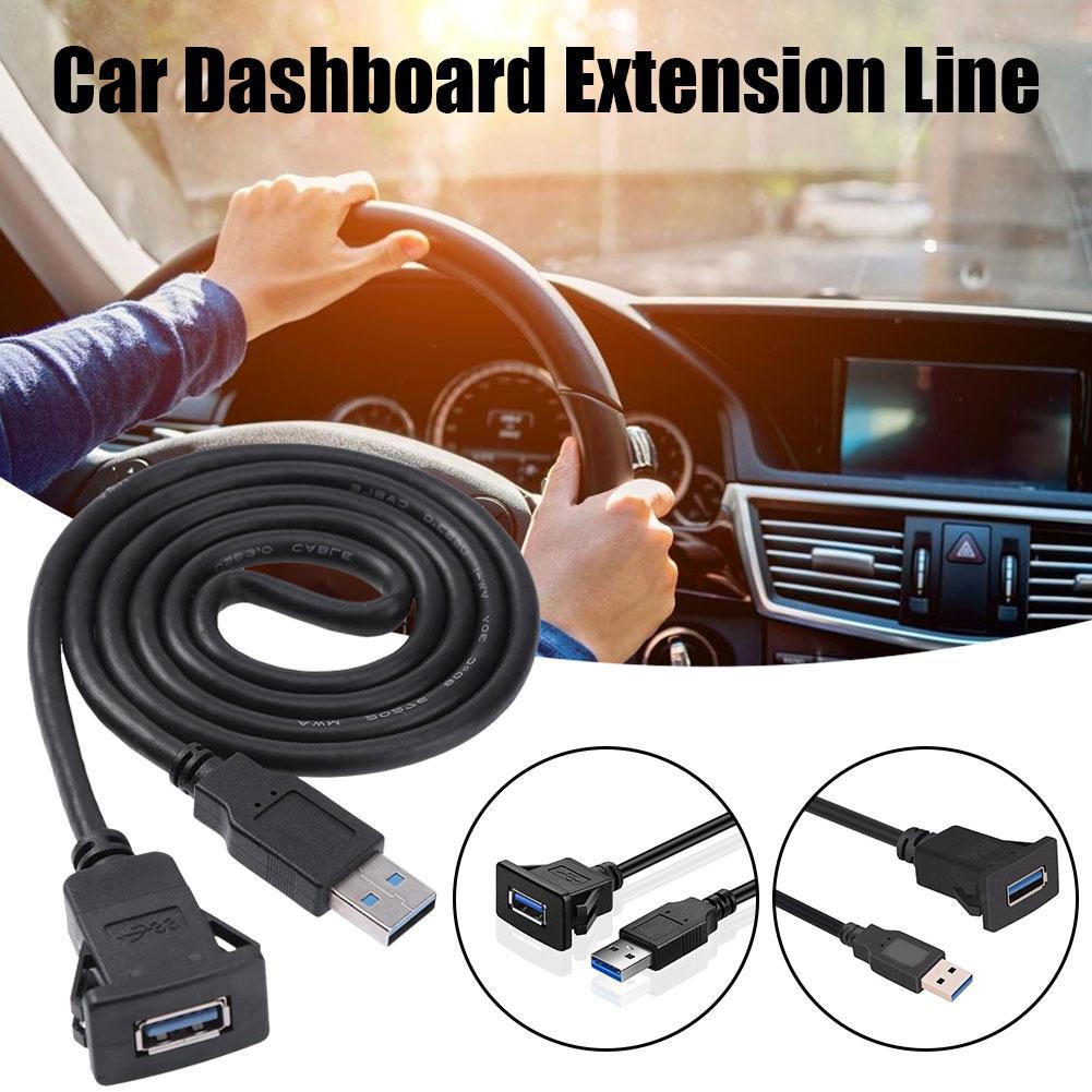 For Auto Truck Boat 1m/3.3ft Single Port USB 3.0 A Mount M/F To Female Car A Cables Dashboard Extension Flush Male USB3.0 C4C7
