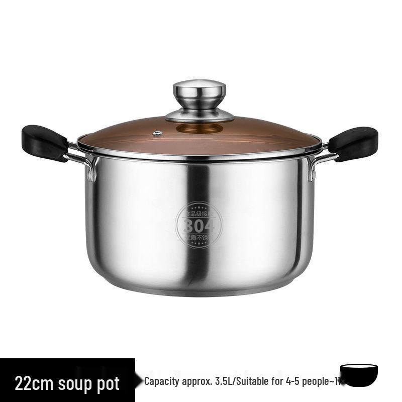 304 Stainless Steel Multi-Purpose Cookware: Soup, Milk, Baby Food, Porridge, and Hot Pot for Gas and Induction Stoves.