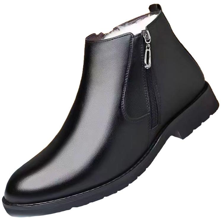 Pánské bavlněné boty jsou v zimě teplé, sametové a protiskluzové, pánské ležérní bavlněné boty s vysokým svrškem, pánské bavlněné boty a pánské kožené bavlněné boty.