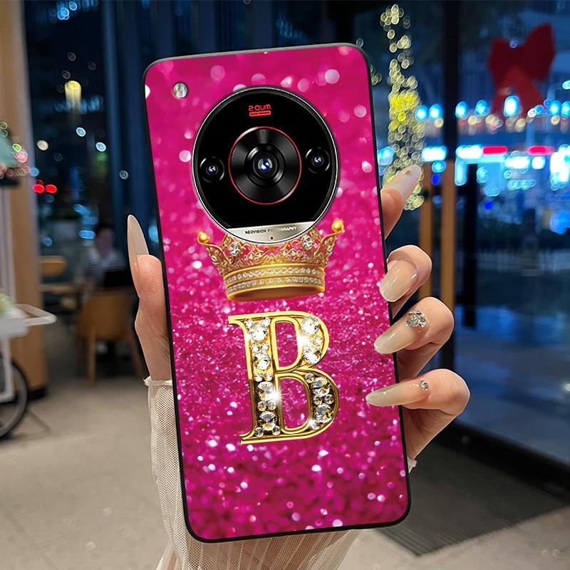 

Case For ZTE nubia Focus 2 Ultra 5G Fashion A to Z Custom Name Letter Crown Pattern Black Silicone Shockproof Soft Casing Cover nubia Focus 2 Ultra