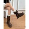 Cowhide version~ Leather platform Maillard medium tube short boots women's 2025 new British style retro brown Martin boots