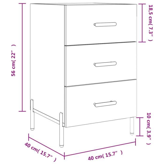 VidaXL Table de chevet sonoma gris 40x40x66 cm bois d'ingénierie 827674