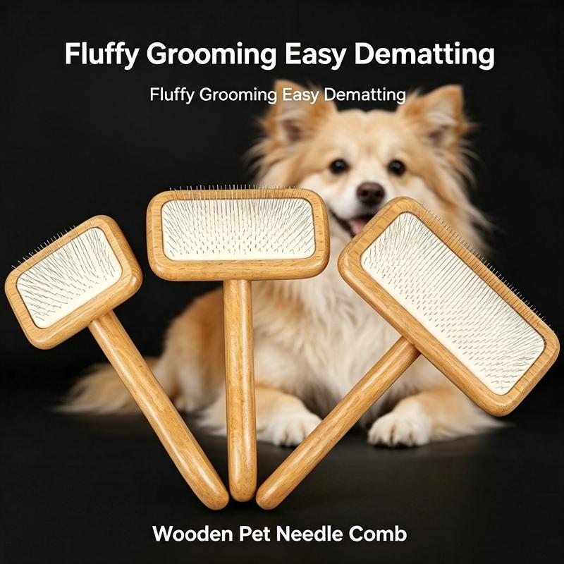 Dog Brush Wooden Dogs Comb Pet Hair Remover Dog Grooming Protect Brushes for Dogs Floating Hair Cleaning Comb Massage Cat Brush