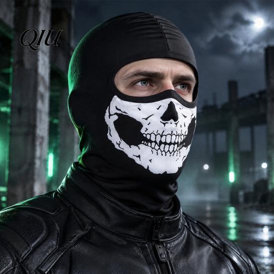 Cold Weather Neck Gaiter Skull Print Face Mask for Motorcycle Riding, Windproof Velvet Ski Balaclava, Cover Outdoor Sports Cycling Thermal