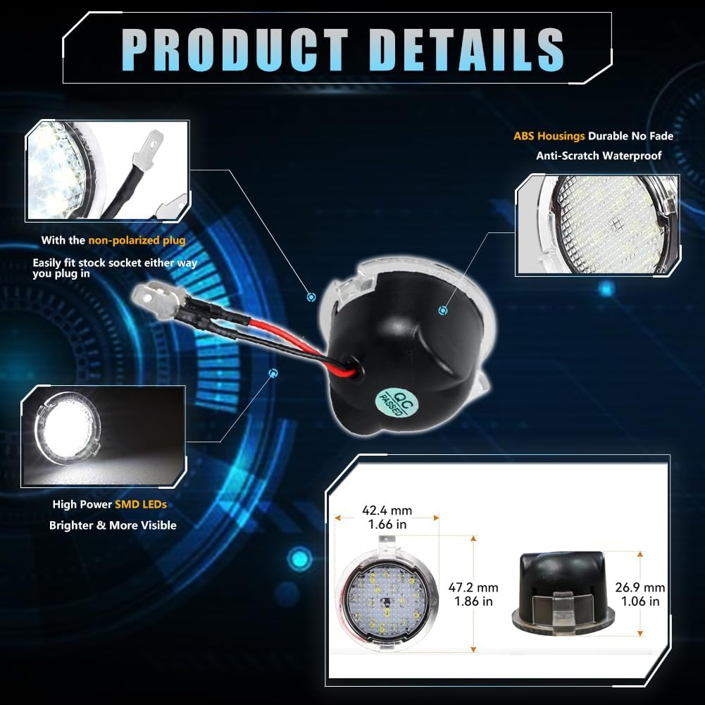 LED Side Mirror Puddle Lights for Fo-rd F150 Explorer Edge Expedition Flex Fusion Taurus X, 6000K Mirror LED Lamps F150 Accessories, 2 PCS (White)