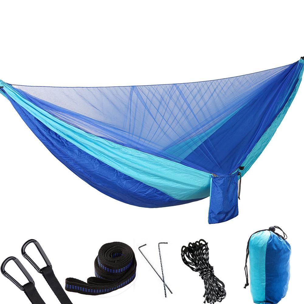 Army Green Mosquito-Proof Quick-Open Camping Hammock, Extended 290x140, Multi-Purpose Outdoor Net Hammock