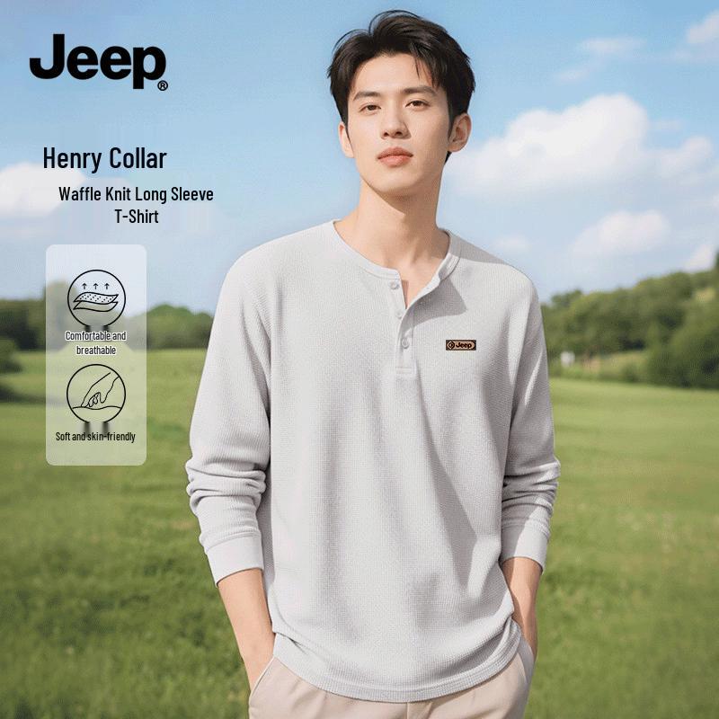 JEEP Men s Henley Neck Long Sleeve T-Shirt 4XL