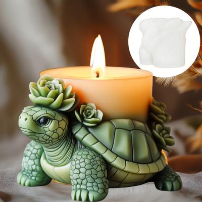 3D Succulent Plant Turtle Candle Silicone Mold Succulent Flower Turtle Candle Silicone Mold Turtle Cylindrical Resin Gypsum Mold