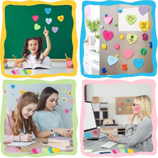 Teling 48 Pcs Heart Sticky Notes, 2160 Sheets Heart Shaped Sticky Notepads, 3 X 3 Cute Self Sticky Notepads Colorful Power Notes for Valentine's Day