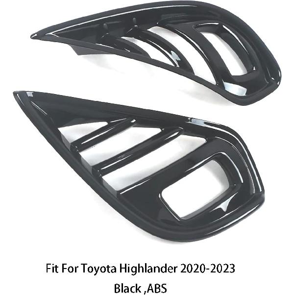 Car Accessories Fit For Toyota Highlander 2020-2023 2024 2025 Exterior Front Fog Lamp Cover Trim Light Panel (Black) ABS 2 PCS