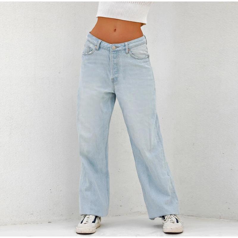 Dámské džíny s vysokým pasem, volné, široké nohavice, délka až na zem, nový styl, jednobarevné, pohodlný střih, ležérní džínové kalhoty, jaro/podzim 2025