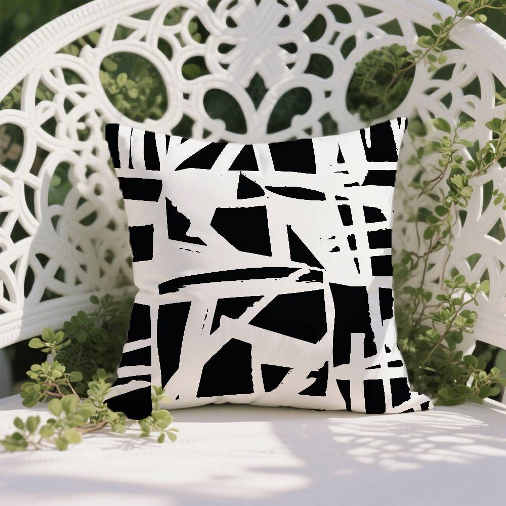 

Черно-белая наволочка с абстрактным принтом, наволочка против пылевых клещей, потайная молния, шелковистый короткий плюш, чехол для диванной подушки 12x12Inch