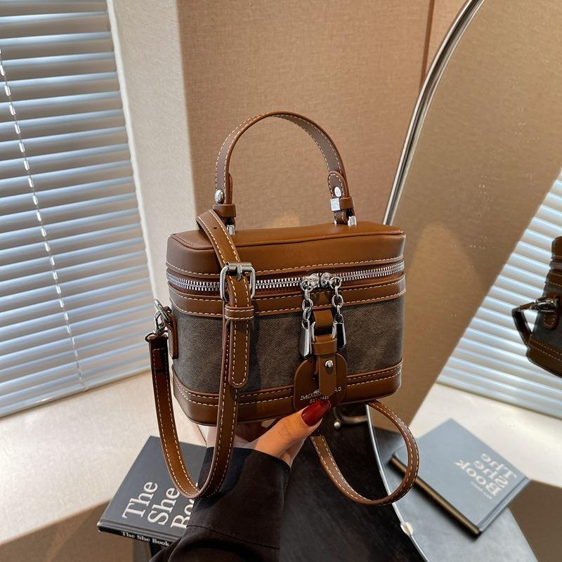 Fashion Contrasting Small Bag Women's New Retro Shoulder Messenger Bag Retro Casual Portable Box Bag