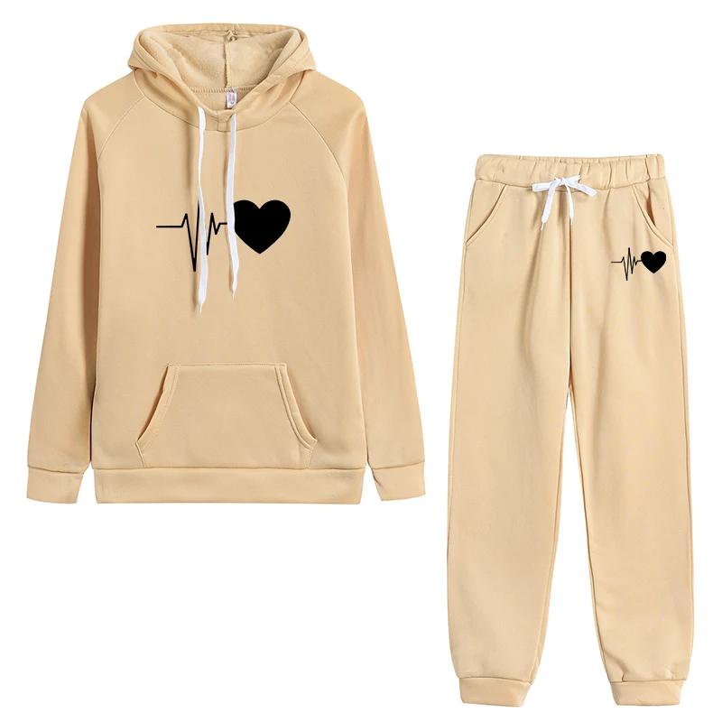 Autumn Winter Hoodies Two Piece Sets Tracksuit Women Oversized Pullovers Sweatshirts Casual Long Pants Sports Suit