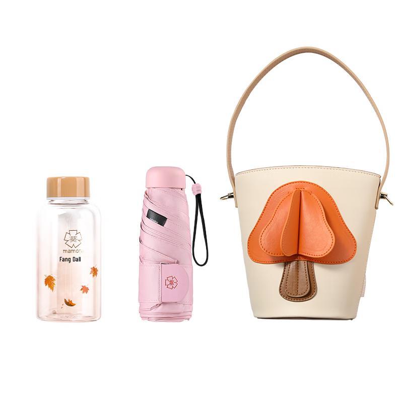 Mamoru Pink Mushroom Bag Set with Umbrella & Cold Water Cup