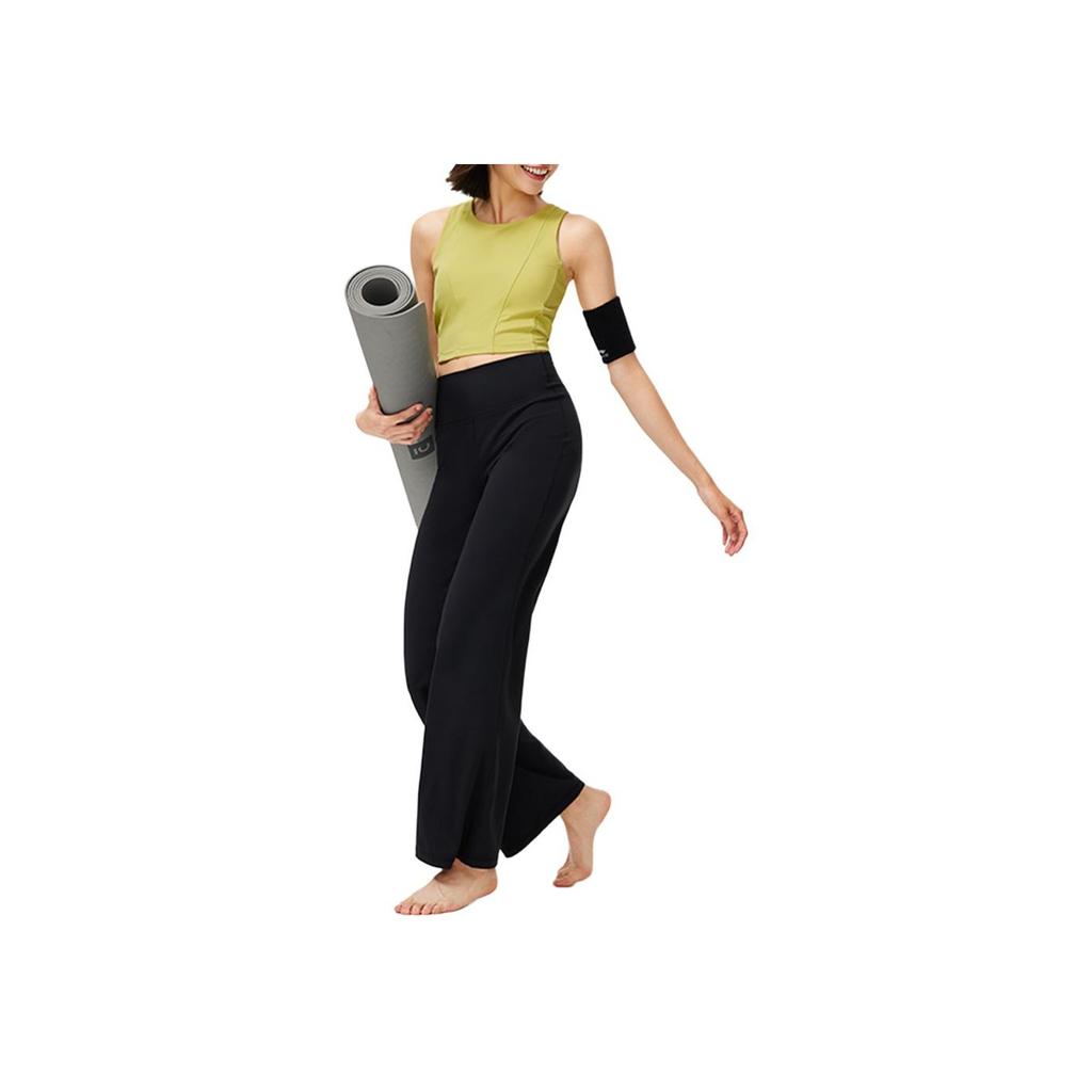 Li Ning Fitness Series Solid Color Slim Fit Straight Leg Knitted Sports Pants Women Pants Black AKLU156-3