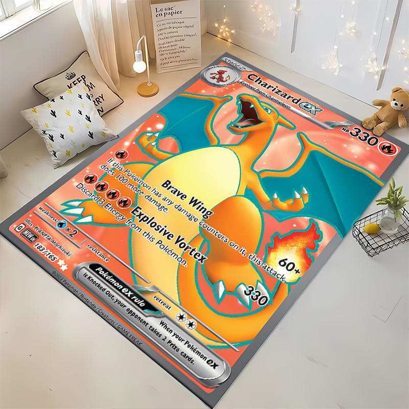 Potdemiel Japanese Anime Pokemon Charizard Card Pattern Carpets Bedroom Mats Rug Bedroom Decor Carpet Crawl Mat Christmas Gift