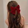Red Velvet Big Bow Hair Clip with Hairpin, Gentle Girl, Princess, Head, Back of Head, Top Clip, Bangs Clip