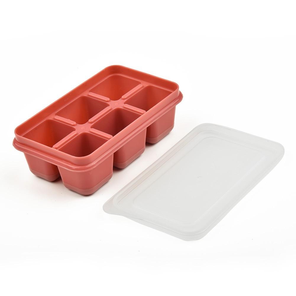 Hassle Ice Cube Maker with 6 Grid Ice Tray and Lid Silicone Ice Cube Box