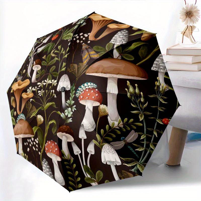 Little Mermaid Mushroom Garden Umbrella - Cute Cartoon Design, Portable Folding with Durable Iron Frame, 8 Ribs for All Season