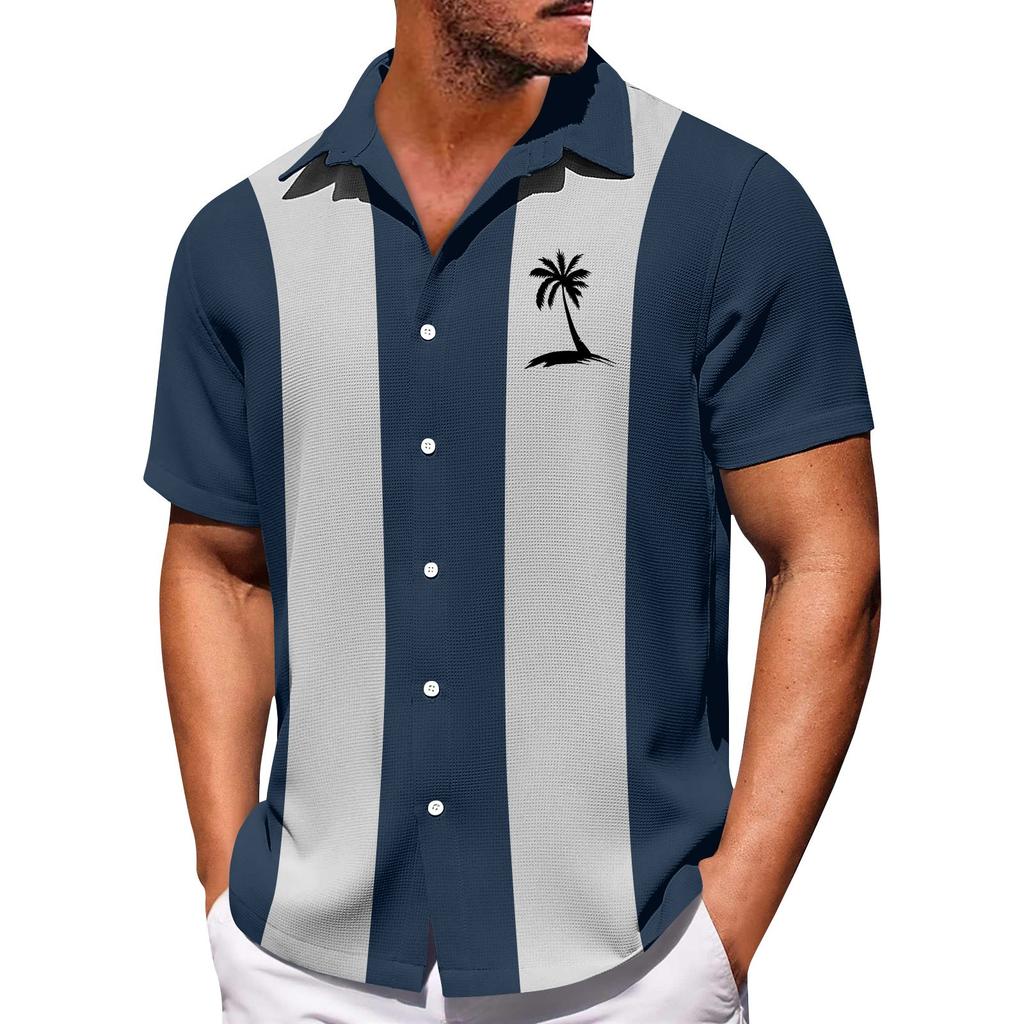 Men's Hawaiian Printed Button Short Sleeve Shirts Men's Casual Fashion Short Sleeve Shirts