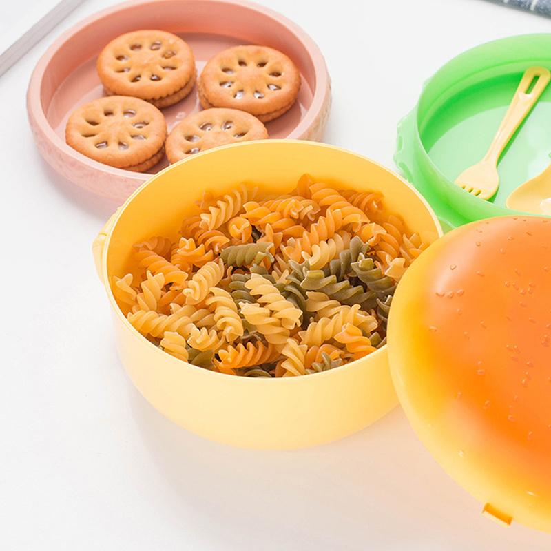 Kreative Hamburger-Doppel-Lunchbox für Kinder, Bento-Box, Lebensmittelbehälter, Aufbewahrung