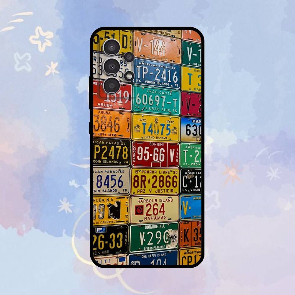 

AAA A Vintage Car License Phone Case For Samsung Galaxy A73,A72,A71,A70,A53,A52,A51,Others Soft Black Cover Samsung a51 4g