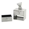 Tooth Box Metal Cute BearShape Storage Case with 2 Drawers for Children Growth Memorial Gift Jewelry Collection(Green Patina )